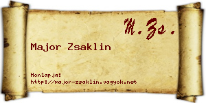Major Zsaklin névjegykártya